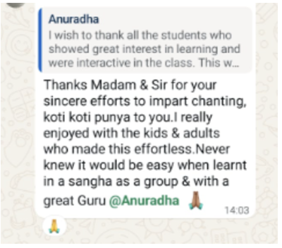 Feedback from Srivatsan, Chennai on 9th May 26