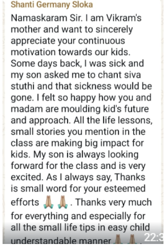 Feedback from Parent of Shashank, Jodhpur on 9th May 26