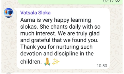 Feedback from Parent of Nadarupaa on 22nd April 25