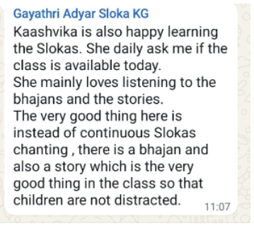 Feedback from Parent of Aarna Kashyap, Bangalore on 4th March 26